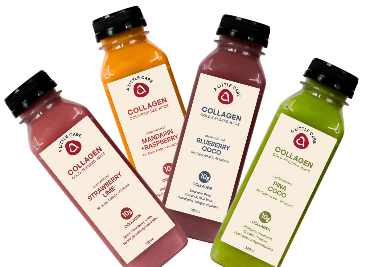 A Little Care collagen juice flavours available for stockists